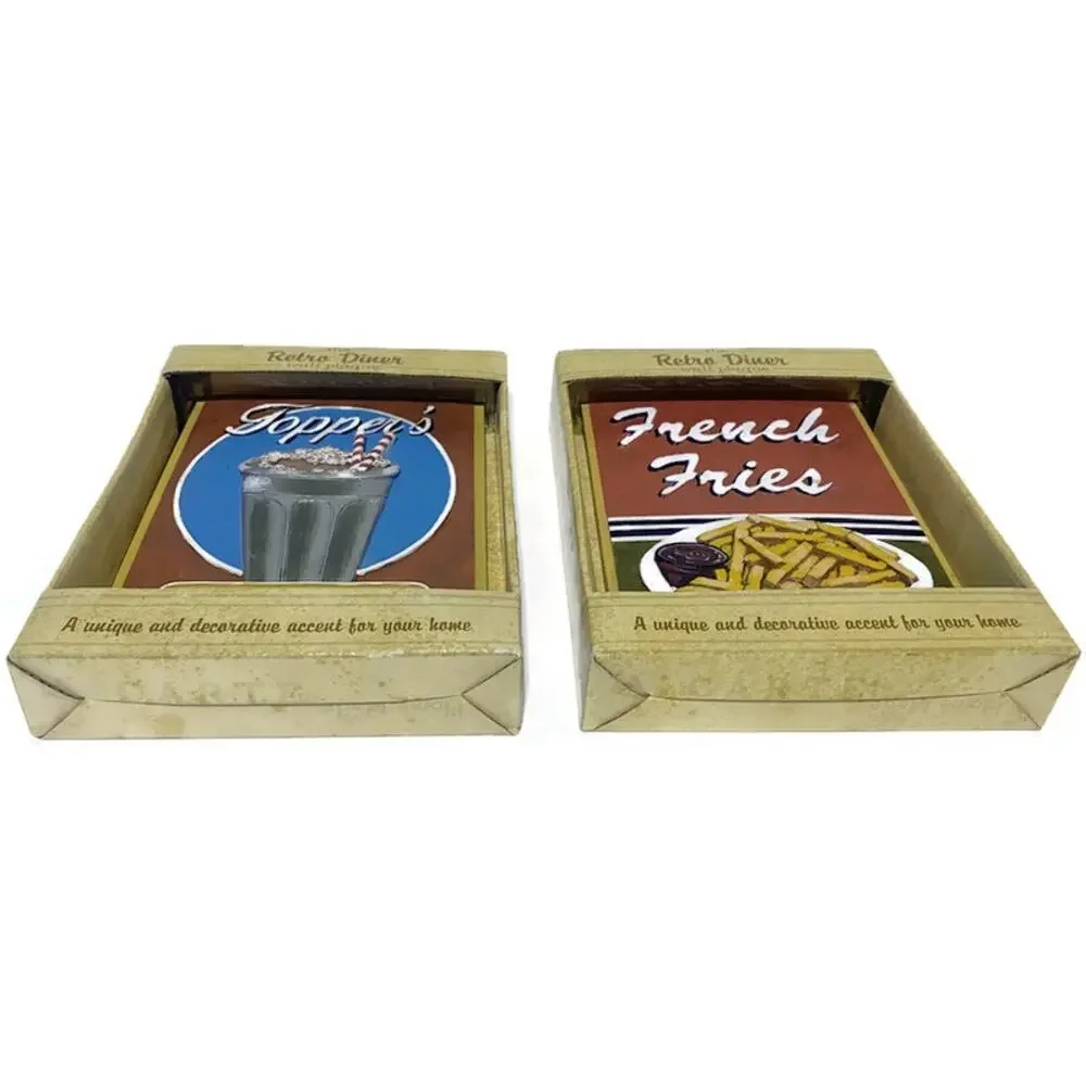 Retro Diner Wall Plaque French Fries & Topper's Milkshakes Set of Two